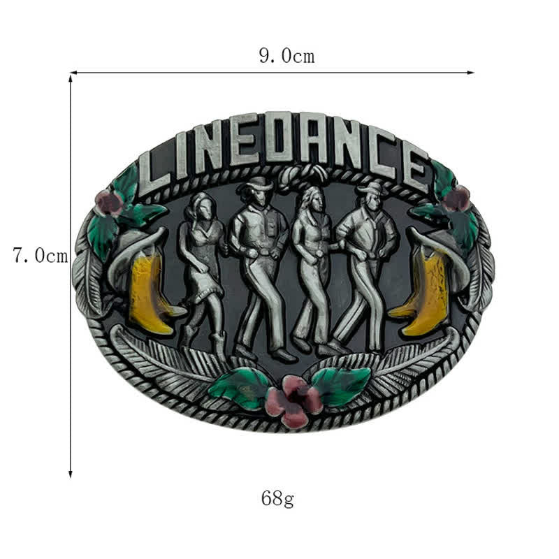Men's DIY Western Line Dancing Buckle Leather Belt - image 2