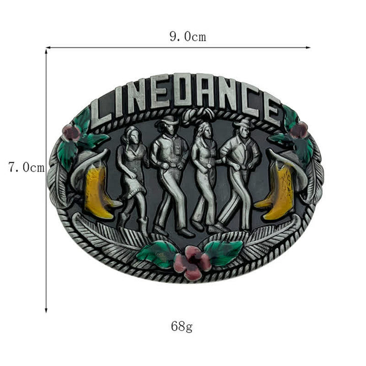 Men's DIY Western Line Dancing Buckle Leather Belt - image 2