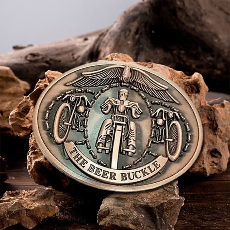 Men's DIY Bicycle Rider Creative Beer Holder Buckle Leather Belt - Copper - Without Belt - image 7