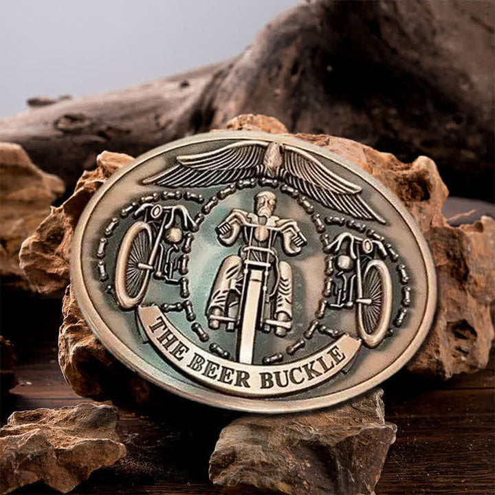 Men's DIY Bicycle Rider Creative Beer Holder Buckle Leather Belt - Copper - Without Belt - image 7