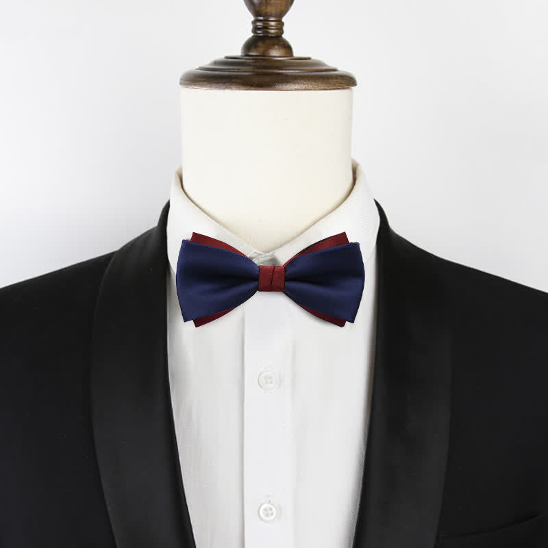 Men's Double-Layers Color Clash Bow Tie - image 5