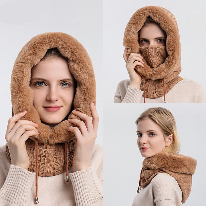 Women's Candy Color Face Hood Mask Knitted Hat - image 1