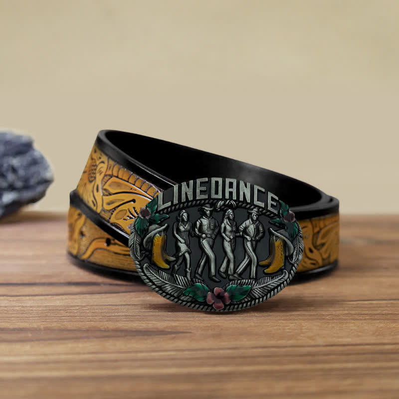 Men's DIY Western Line Dancing Buckle Leather Belt - Line Dancing - SandyBrown Belt (40) - image 13