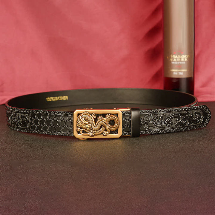 Men's Coiling Dragon Embossing Leather Belt - image 13