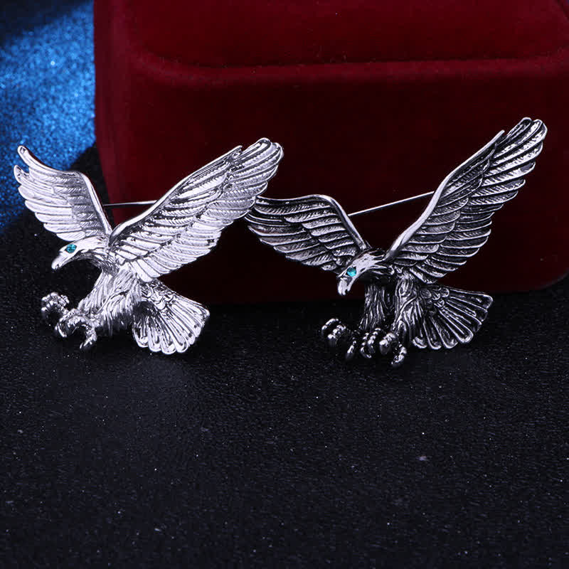 Men's Bald Hawk Green Eye Brooch - image 1