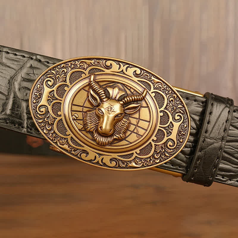 Men's Wild Goat Alligator Pattern Leather Belt - image 7