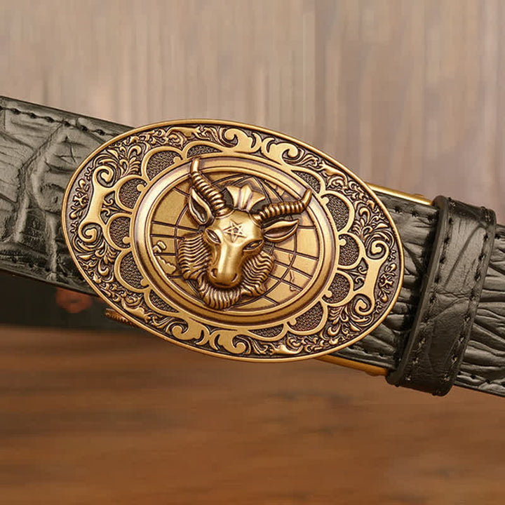 Men's Wild Goat Alligator Pattern Leather Belt - image 7