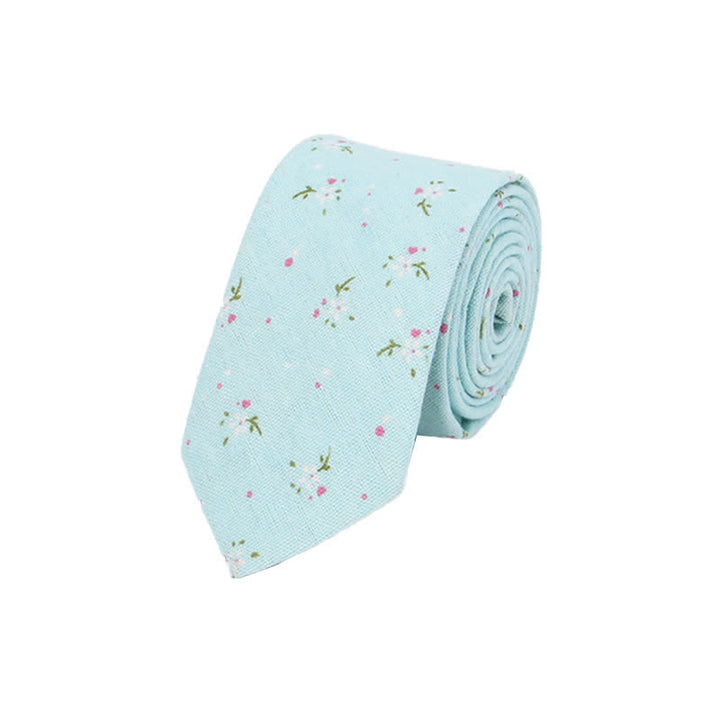 Men's Elegant Floral Skinny Necktie - Blue - image 11