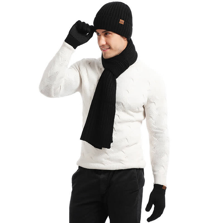 3Pcs Warm Beanie Hat Scarf Touchscreen Gloves Set - image 11
