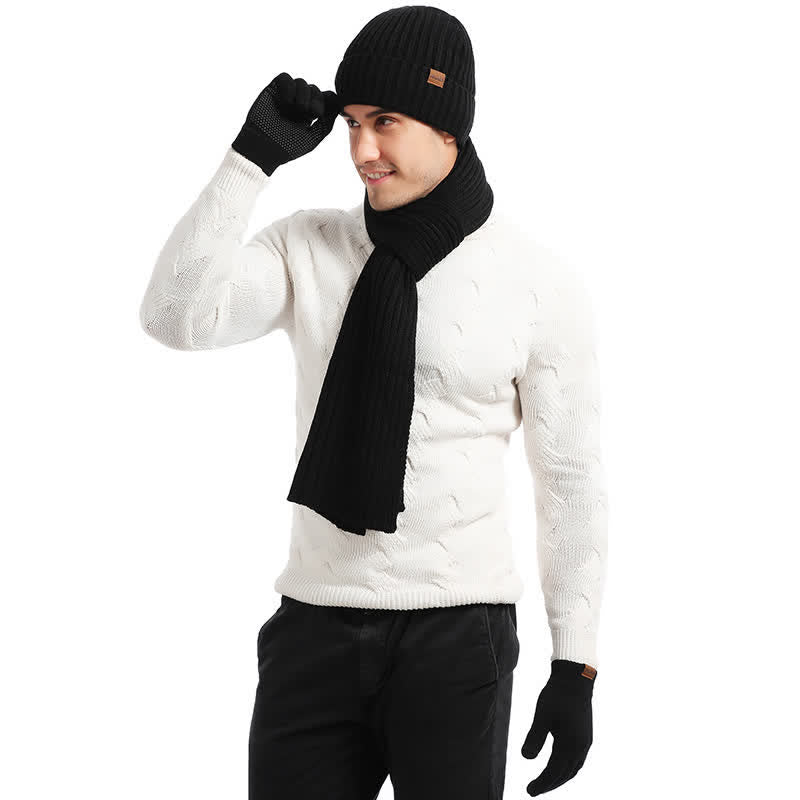 3Pcs Warm Beanie Hat Scarf Touchscreen Gloves Set - image 11