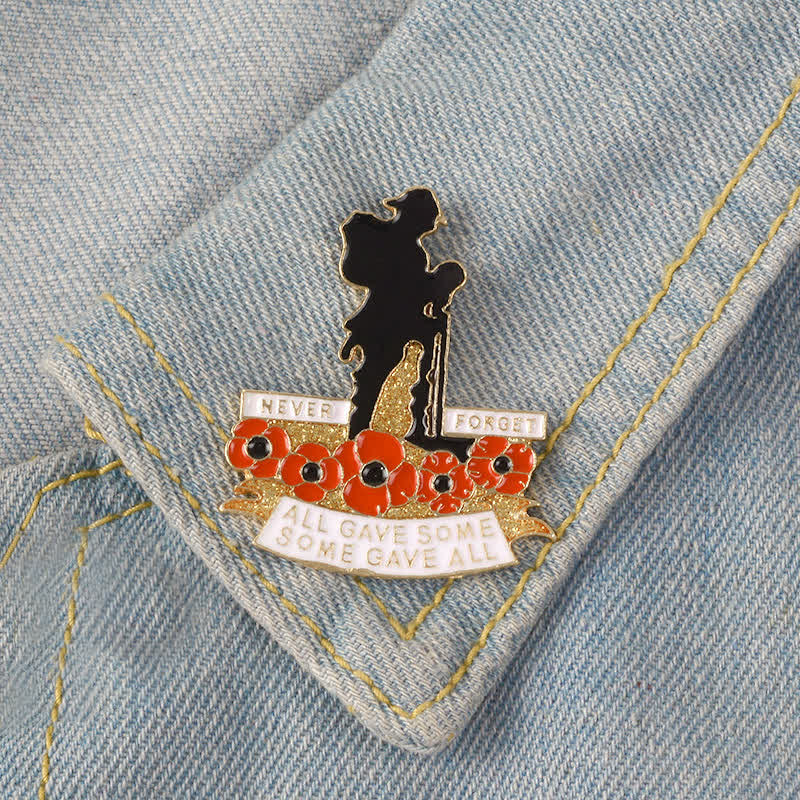 Unisex Memorial British Soldier Poppy Brooch - image 2