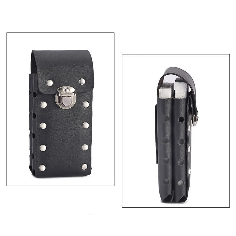 Rivet Decor Button Universal Phone Leather Belt Bag - image 8