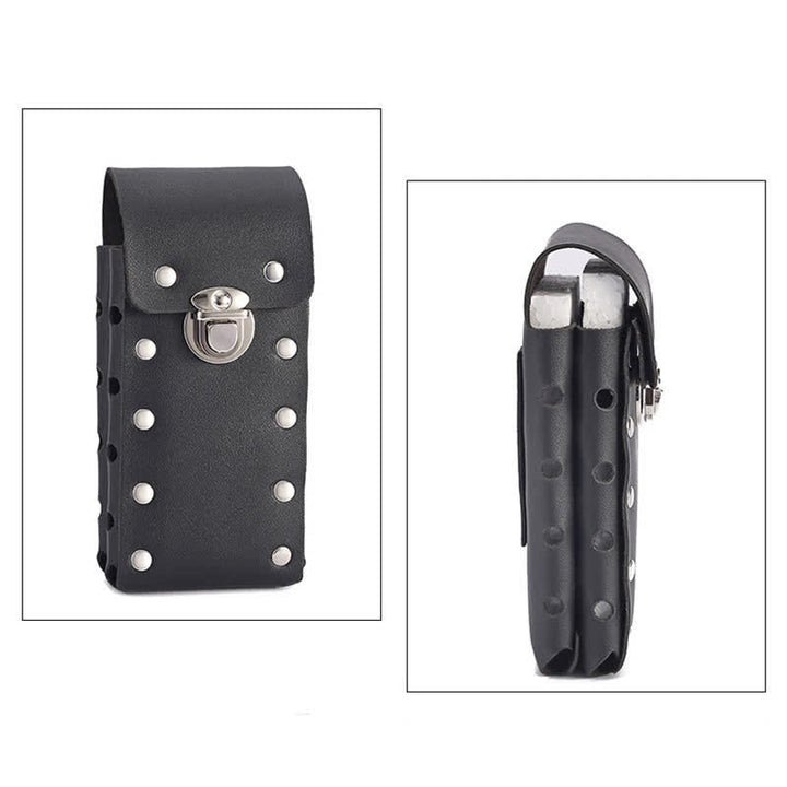 Rivet Decor Button Universal Phone Leather Belt Bag - image 8