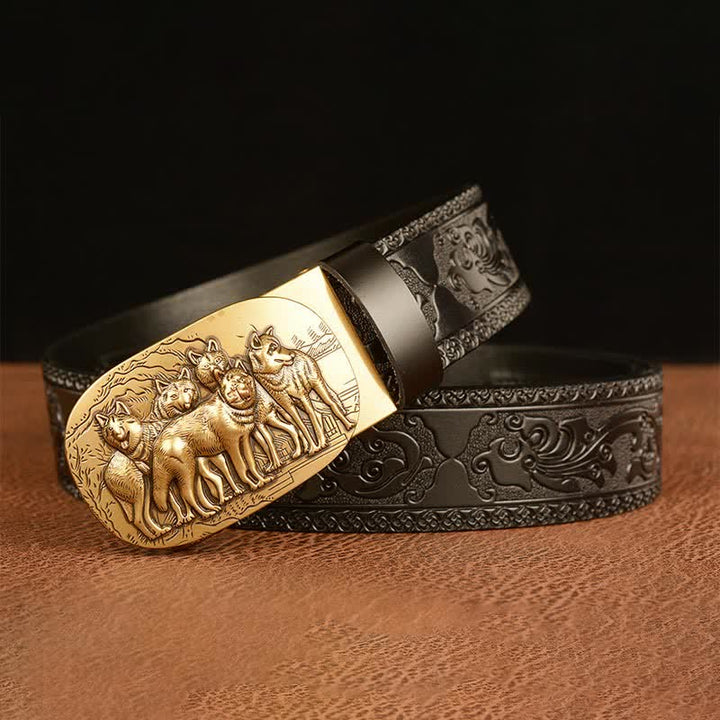 Men's Retro Pack Of Wolves Leather Belt - image 9