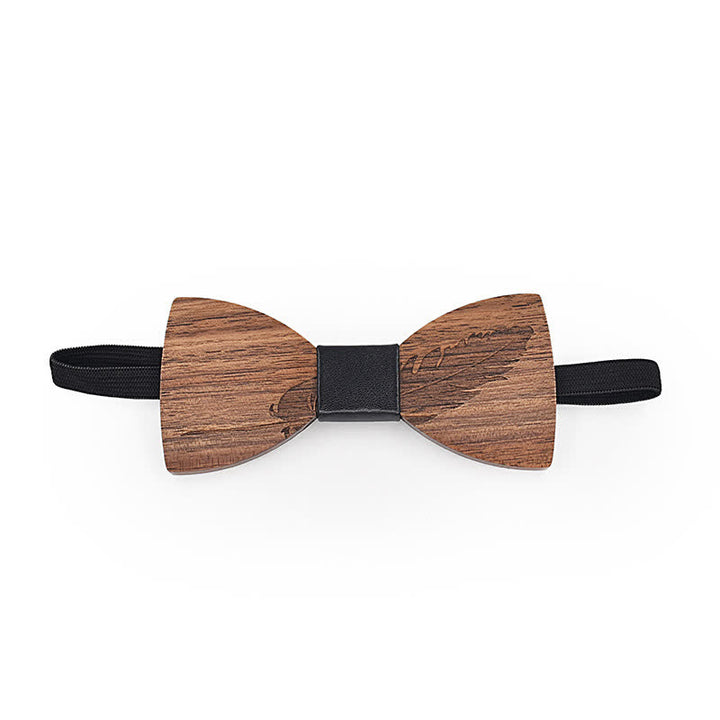 2Pcs Men's Feather Engraving Wooden Bow Tie Set - image 2