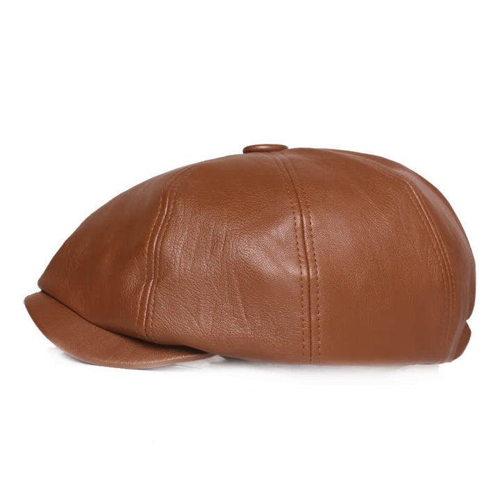 Minimalist Plain Colours Leather Beret Cap - image 2