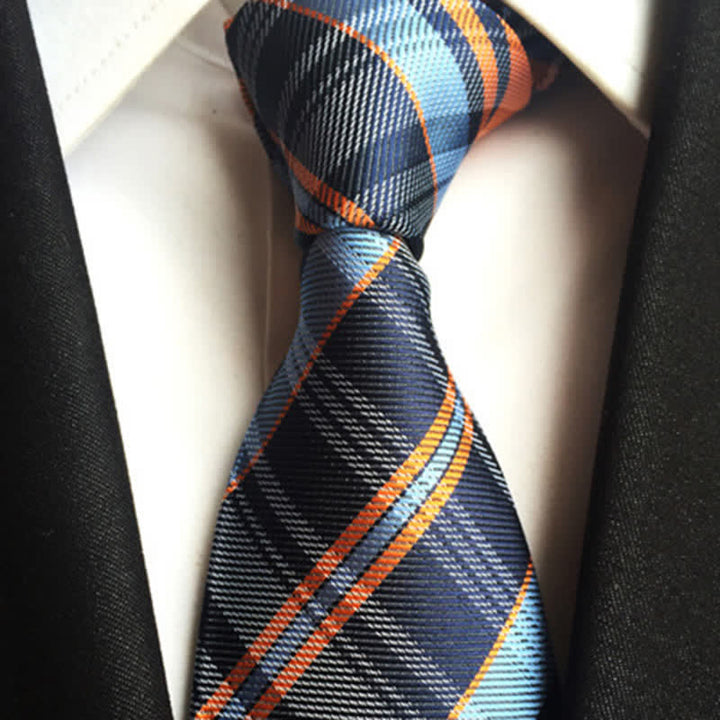 Men's Modernity Business Plaid Necktie - Orange & Blue - image 0