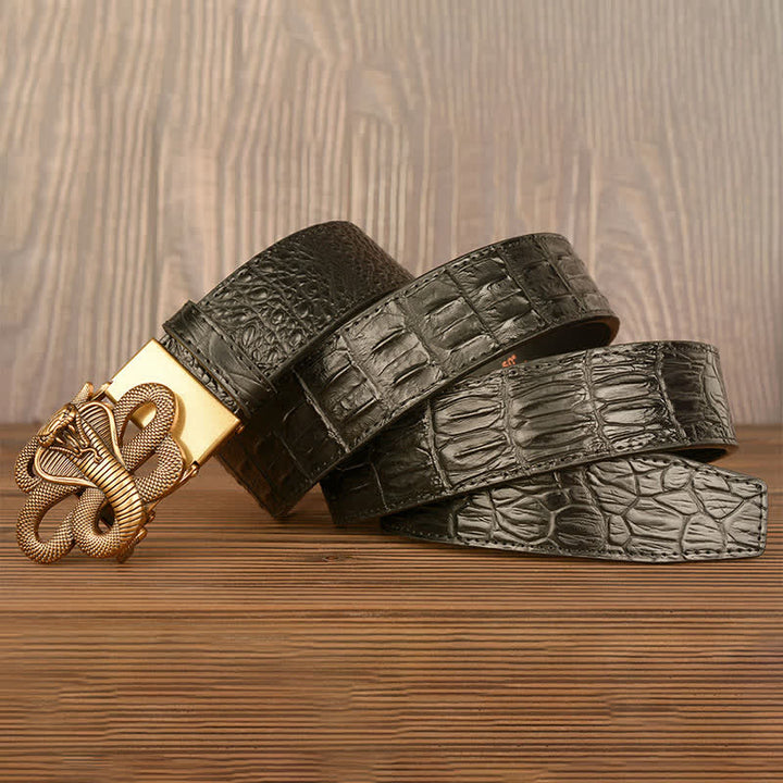 Men's Curled Cobra Alligator Pattern Leather Belt - image 5
