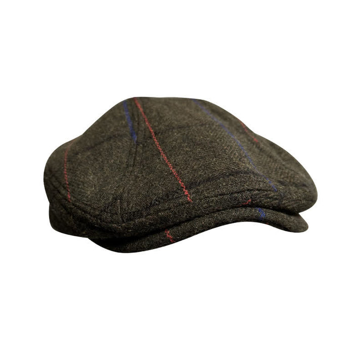 Vintage Olive Blue Orange Strips Beret Cap - image 2