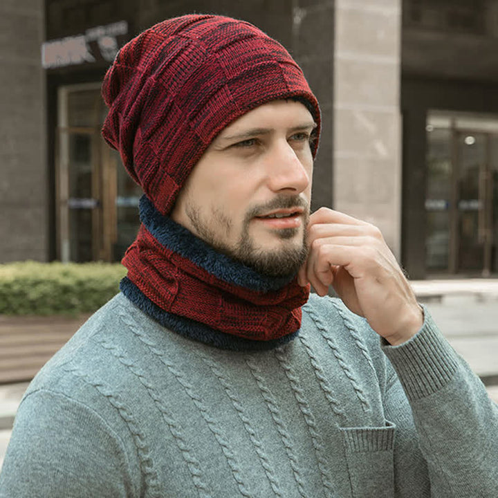 Winter Plaid Knit Beanie Hat Scarf Set - image 10