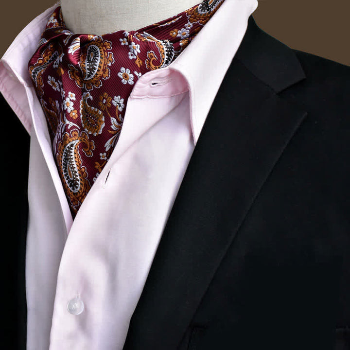 DarkRed Leisure Prom Gents Floral Ascot Paisley Cravat - DarkRed - image 0