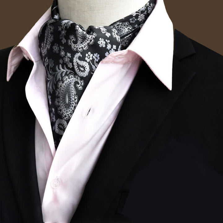 Black&White Leisure Prom Gents Floral Ascot Paisley Cravat - Black&White - image 0