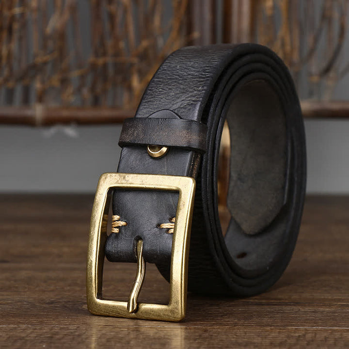 Men's Vintage Distressed Wrinkle Belt - Black - 44 - image 4