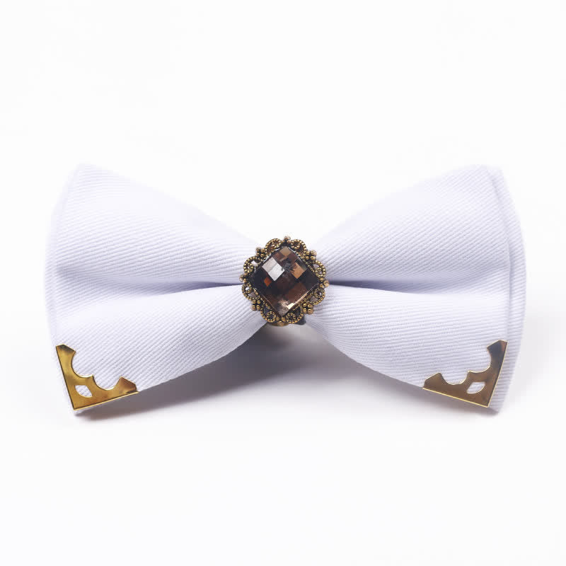 Men's Gem Golden Edge Cotton Bow Tie - White - image 6