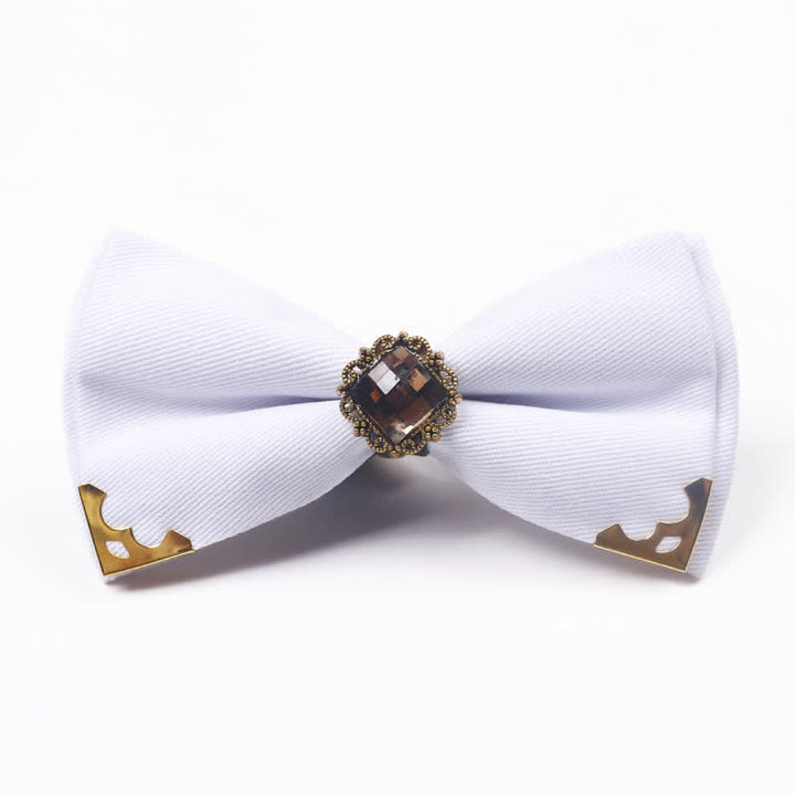 Men's Gem Golden Edge Cotton Bow Tie - White - image 6
