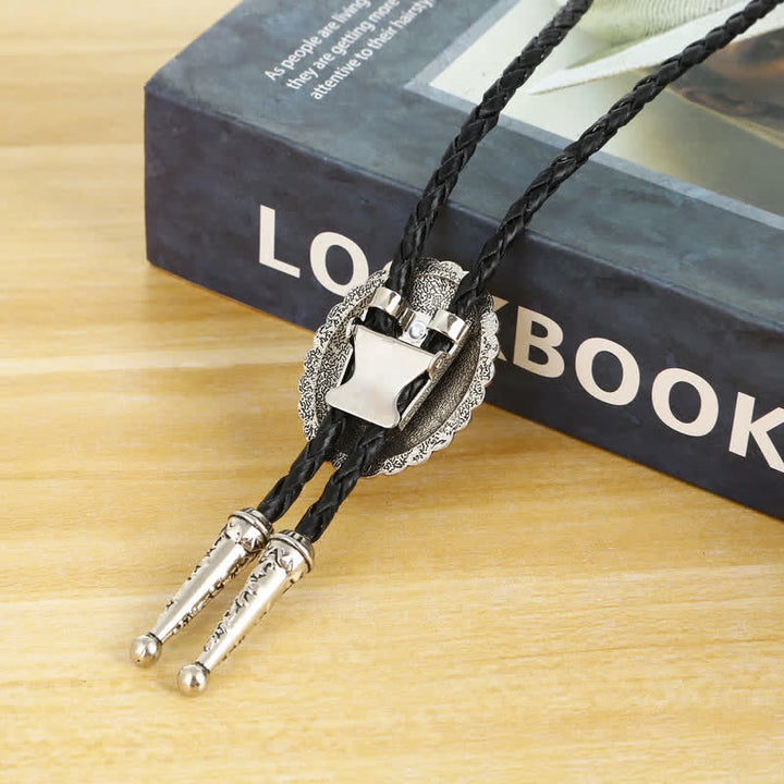 Art Green Natural Stone Tribal Style Bolo Tie - image 3