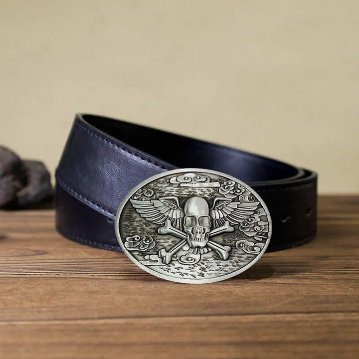 Men's DIY Skull Angel Creative Beer Holder Buckle Leather Belt - Silver - Black PU Belt (40) - image 8
