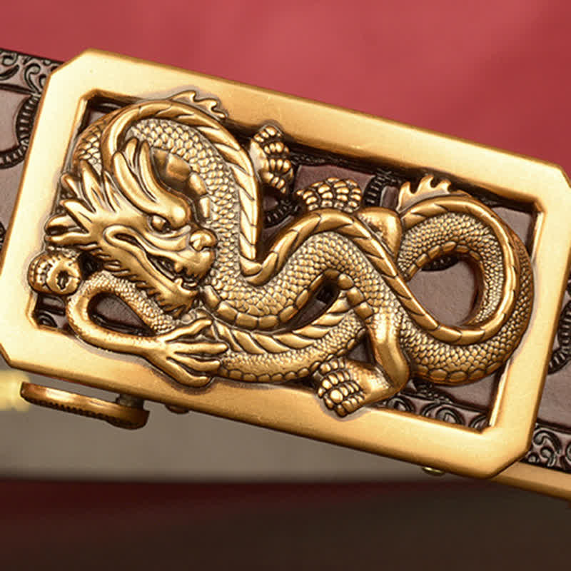 Men's Coiling Dragon Embossing Leather Belt - image 5