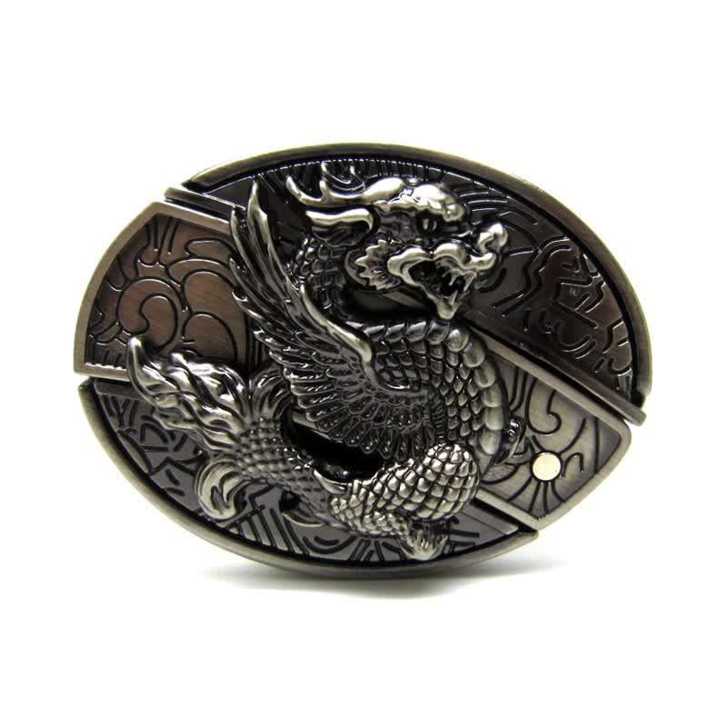 Men's Flying Dragon Leather Belt With Folding Knife - image 4