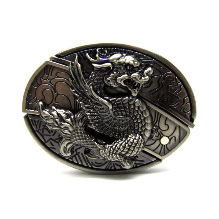 Men's Flying Dragon Leather Belt With Folding Knife - image 4