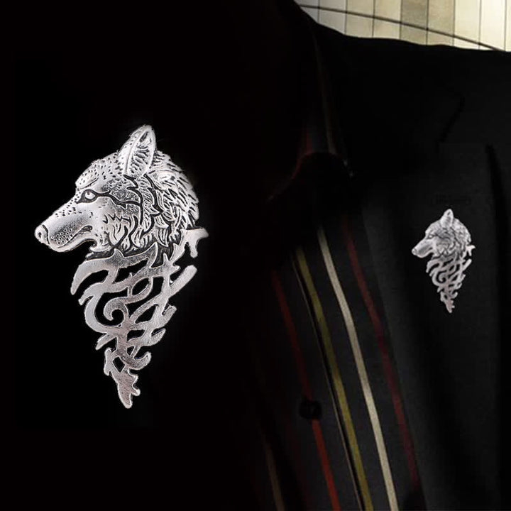 Men's Glamorous Hollow Wolf Head Brooch - image 0