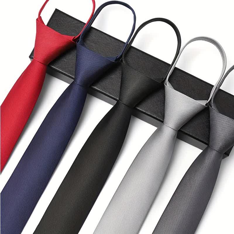 Men's Solid Color Zipper Tie Adjustable Necktie - image 2