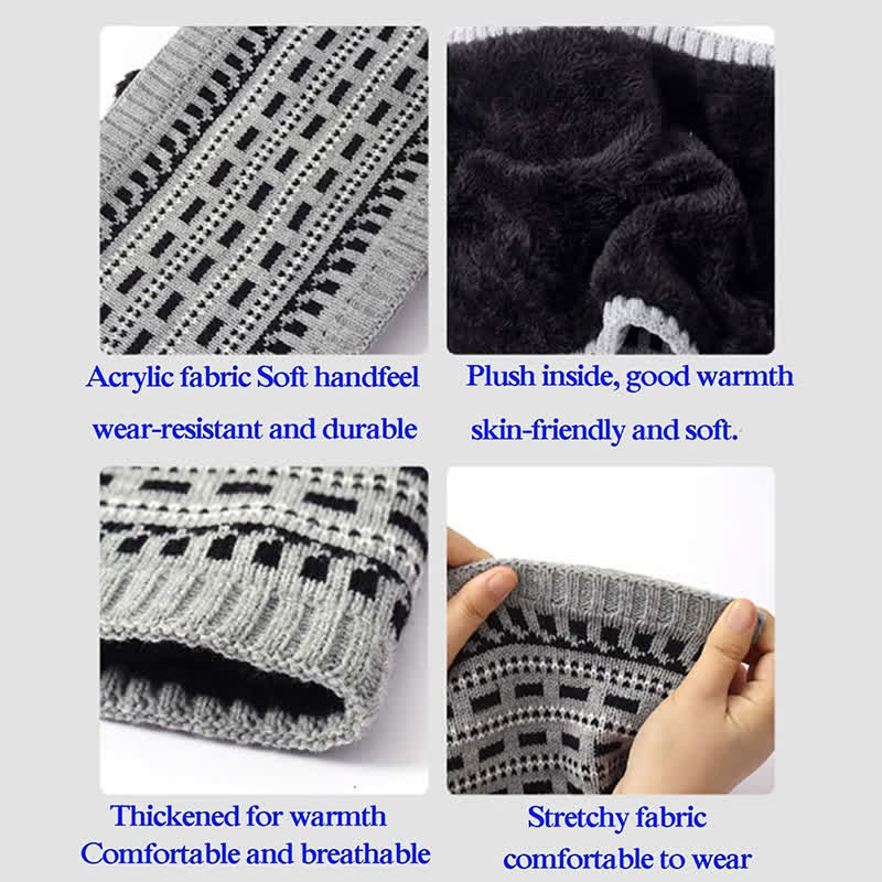 3Pcs Loose Double Layer Knit Hat Scarf Gloves Set - image 8