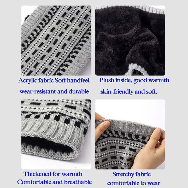 3Pcs Loose Double Layer Knit Hat Scarf Gloves Set - image 8