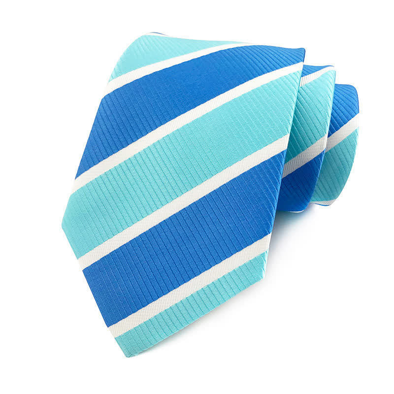 Men's Preppy Urban Striped Necktie - SkyBlue & Blue - image 7