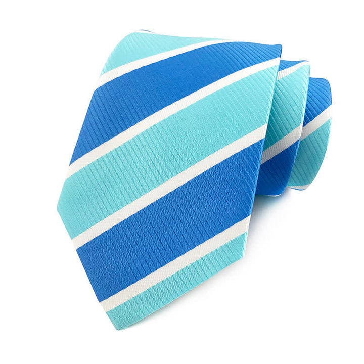Men's Preppy Urban Striped Necktie - SkyBlue & Blue - image 7