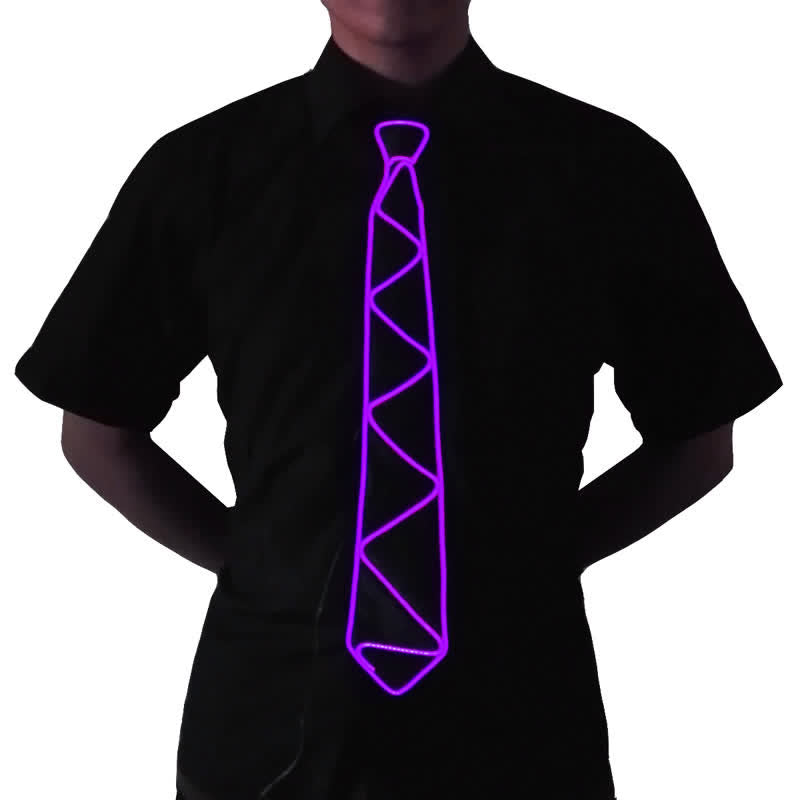 Cool Neon LED Strip Glowing Necktie - Purple - image 5