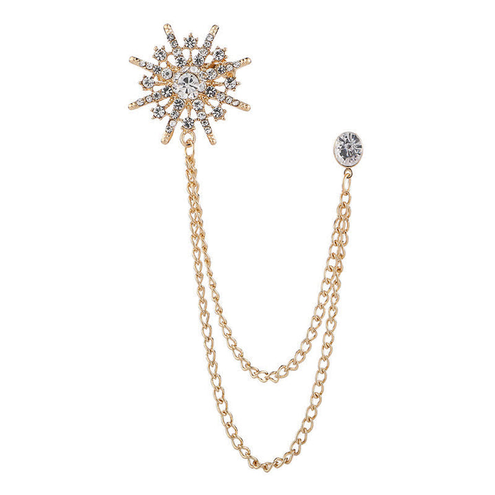 Men's Glittering Octagon Star Tassel Brooch - image 5