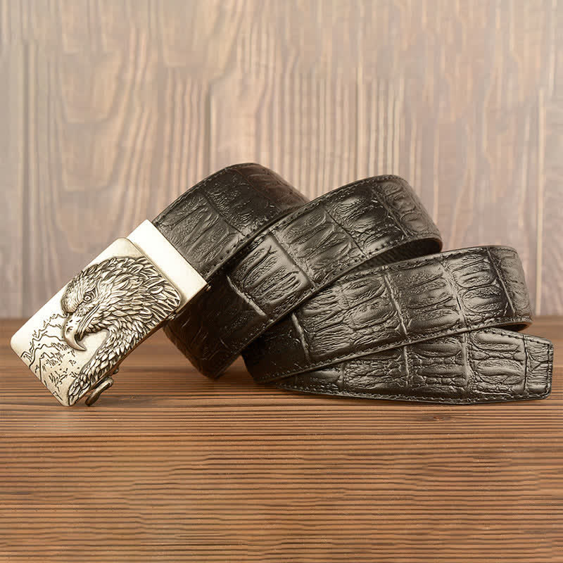Men's Carved Eagle Crocodile Pattern Leather Belt - image 23