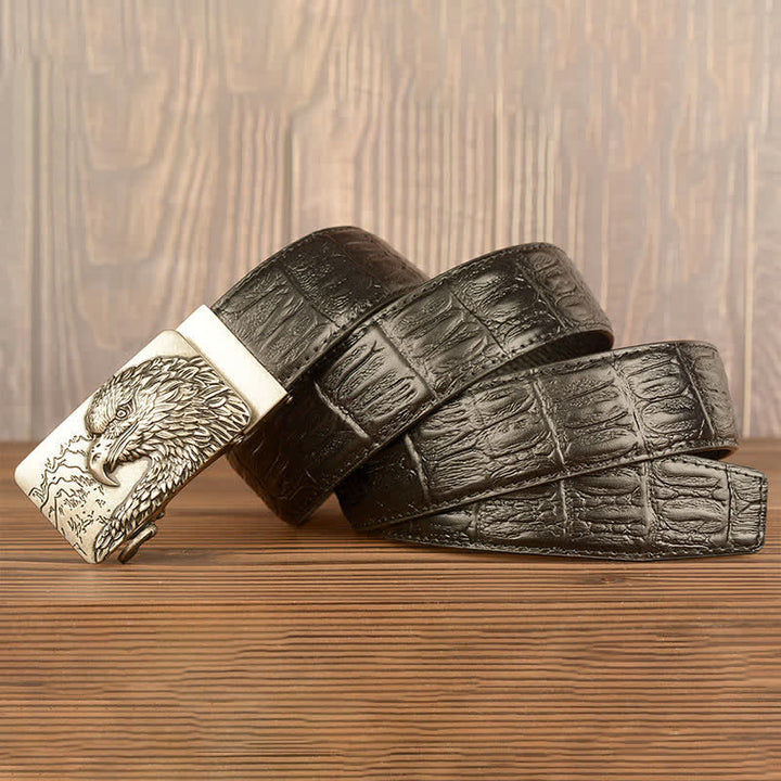 Men's Carved Eagle Crocodile Pattern Leather Belt - image 23