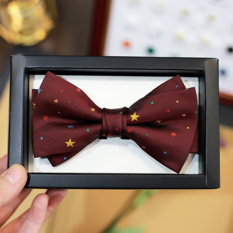 Men's Burgundy Colorful Twinkle Stars Bow Tie - Style #2 - image 3