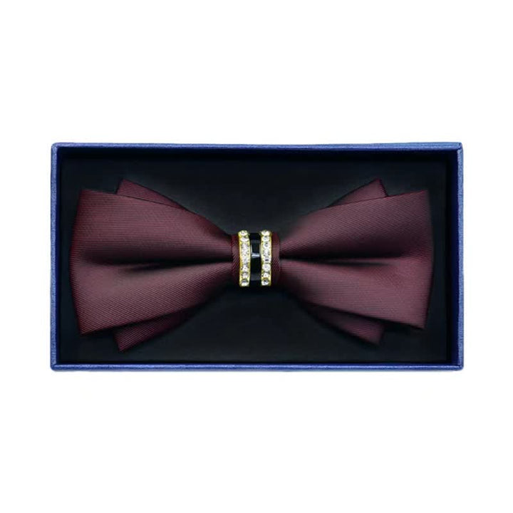 Men's Rhinestone Metal Matte Bow Tie - Arch - Burgundy - image 6