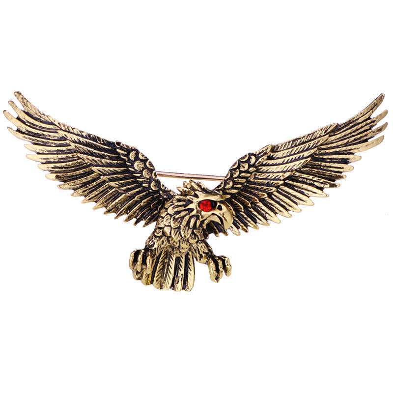 Men's Retro Soaring Bald Hawk Brooch - image 4