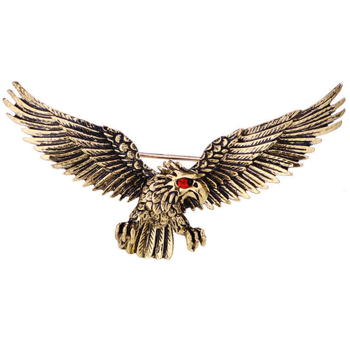 Men's Retro Soaring Bald Hawk Brooch - image 4