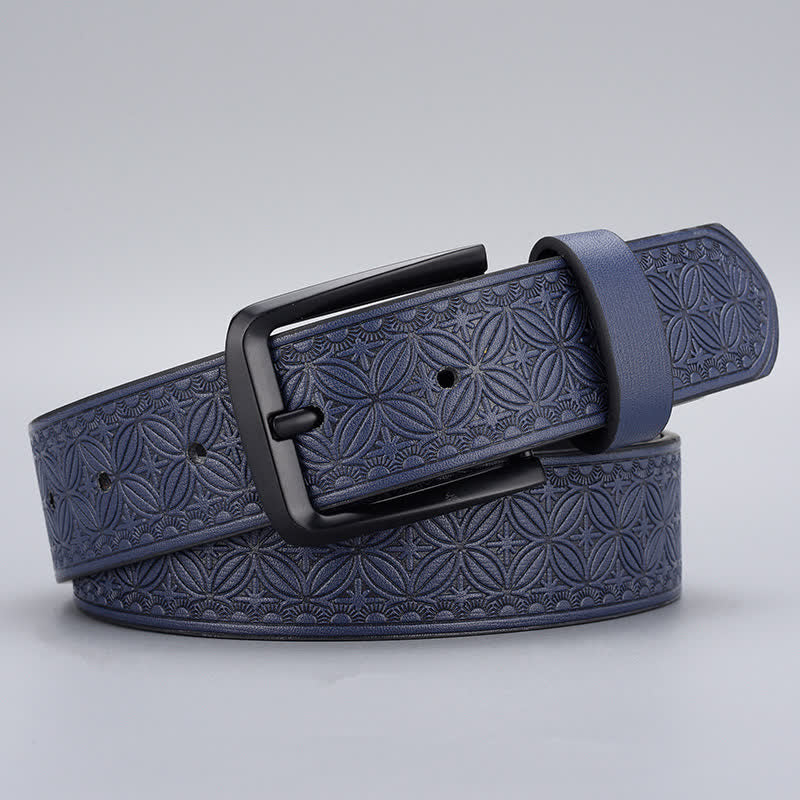 Men's Geometric Coin Embossing Leather Belt