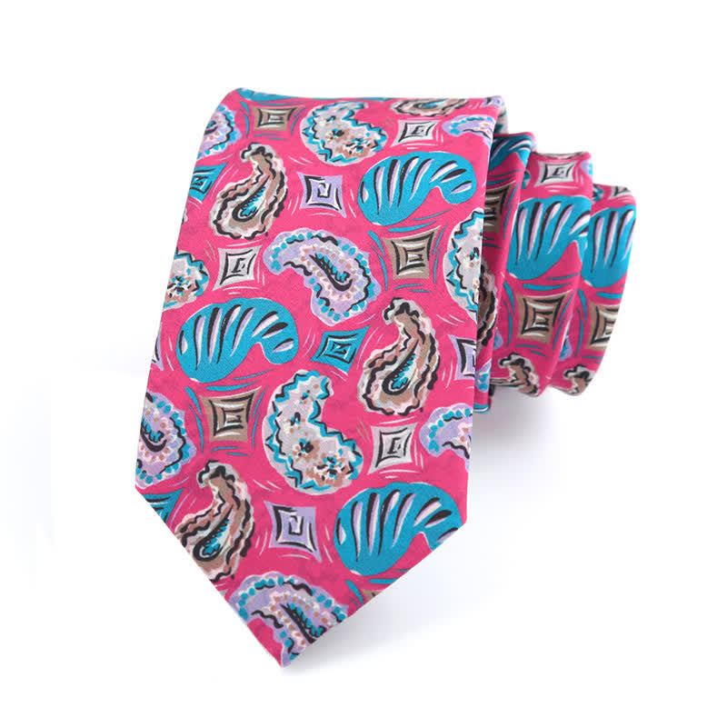 Men's Pink & Blue Paisley Prints Necktie - image 1